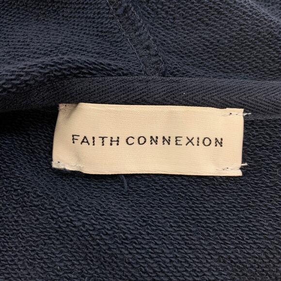 FAITH CONNEXION Size S Navy Multi-Color Painted Cotton Hooded Sweatshirt - Picture 6 of 6